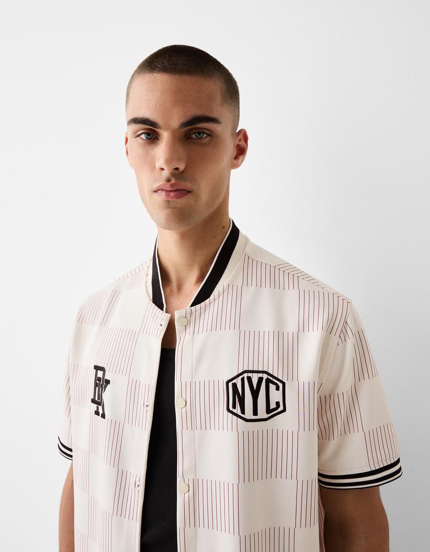 Chemise manches courtes interlock imprimé-Rouge-2