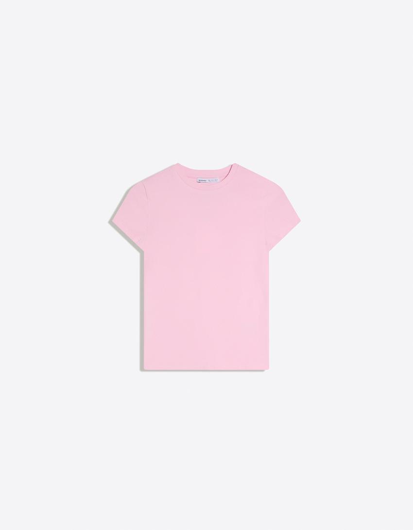 Camiseta manga corta cuello redondo-Rosa