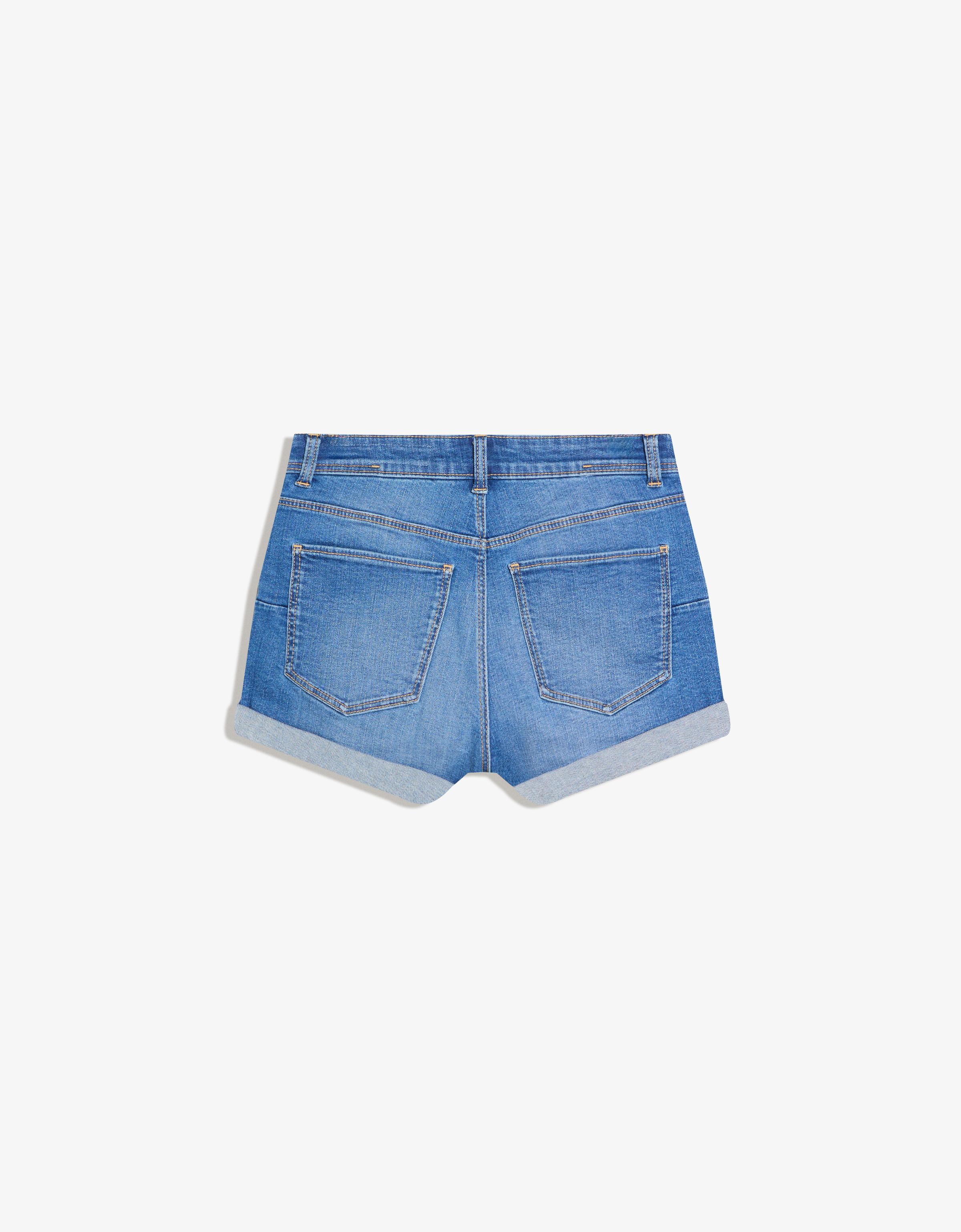 Roll-up denim shorts