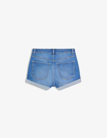 Roll-up denim shorts — Light blue 6