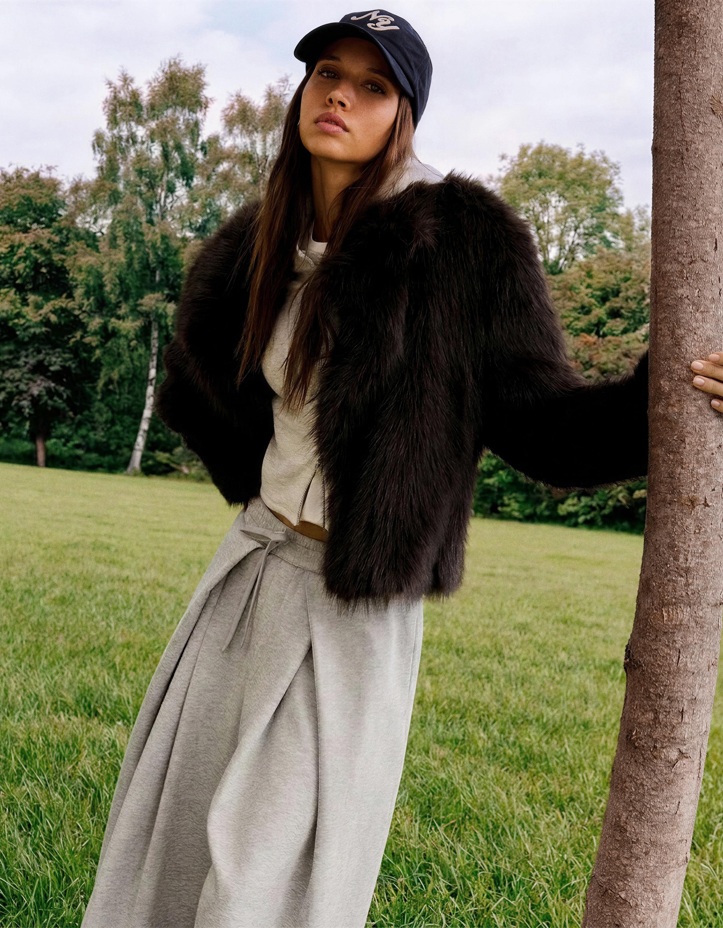 Faux fur lapel jacket
