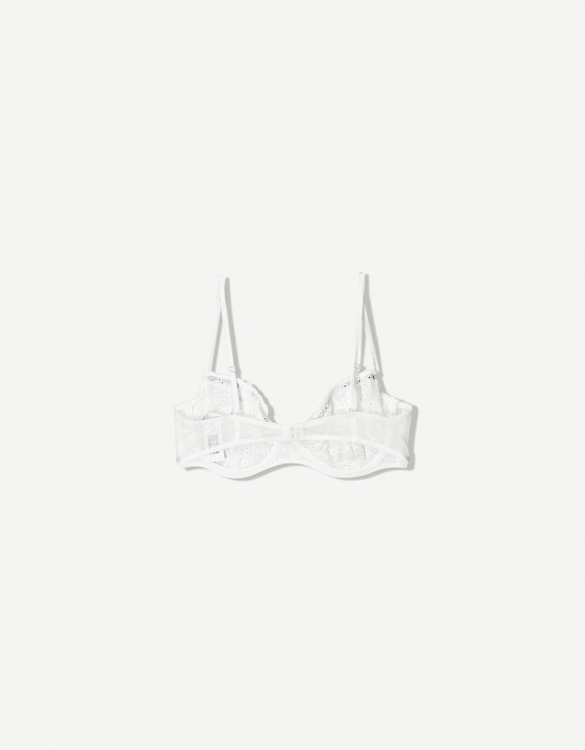 Reggiseno ricamato in sangallo-Bianco-4