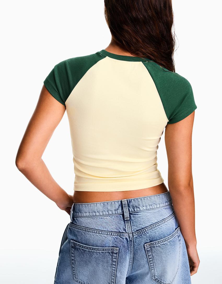Fitted raglan T-shirt-Yellow
