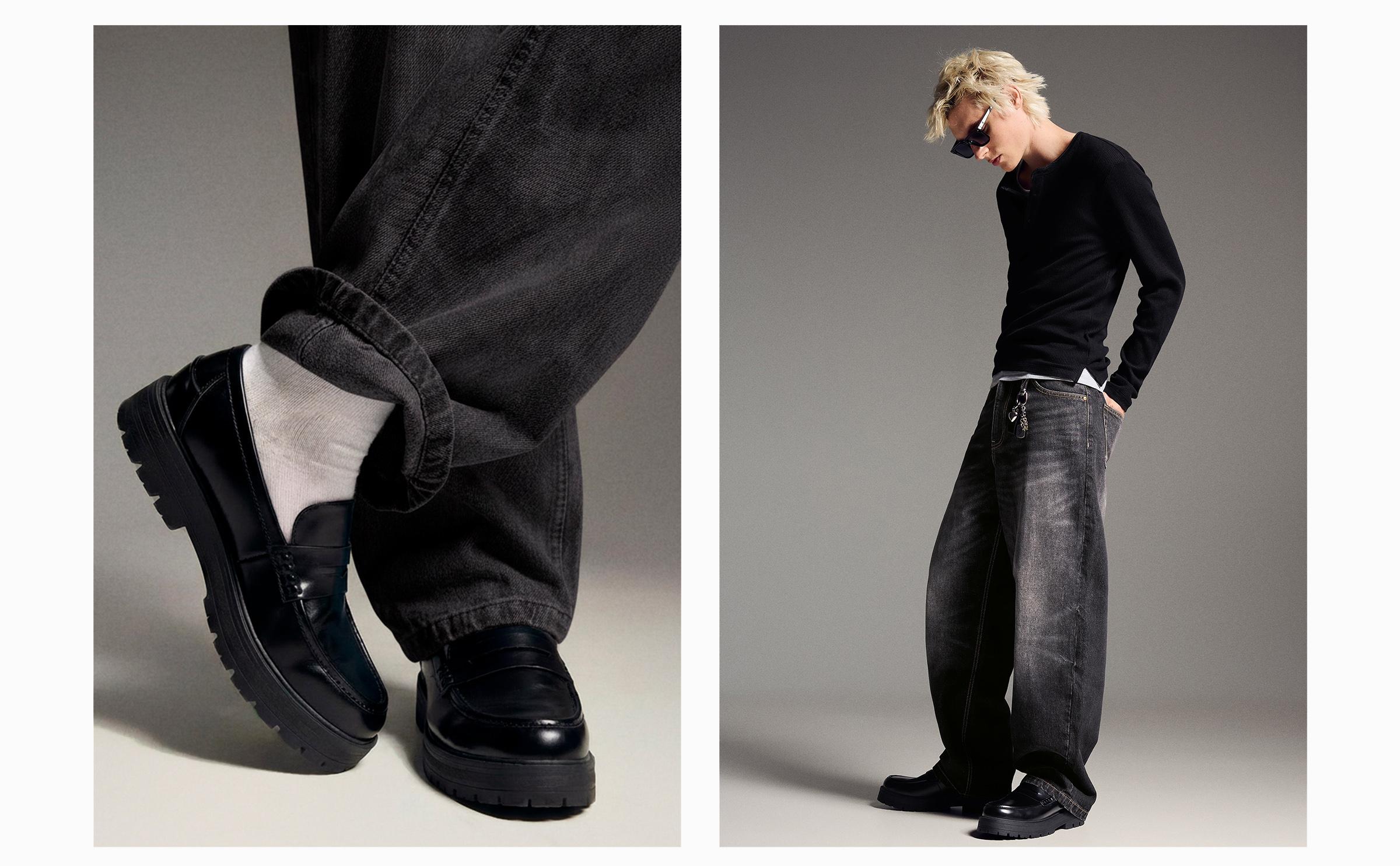 Chunky sole loafers — BLACK