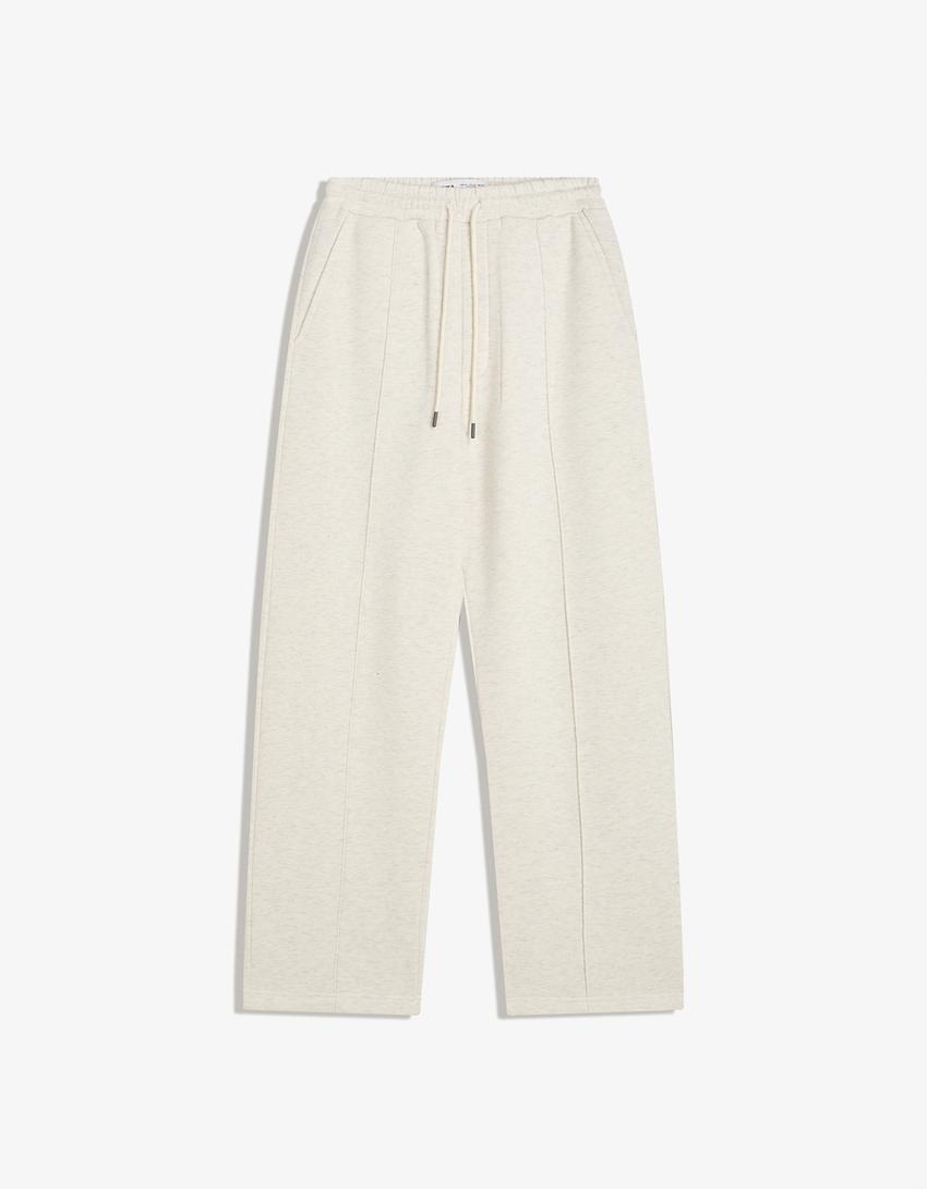 Pantalón wide leg-Gris-3