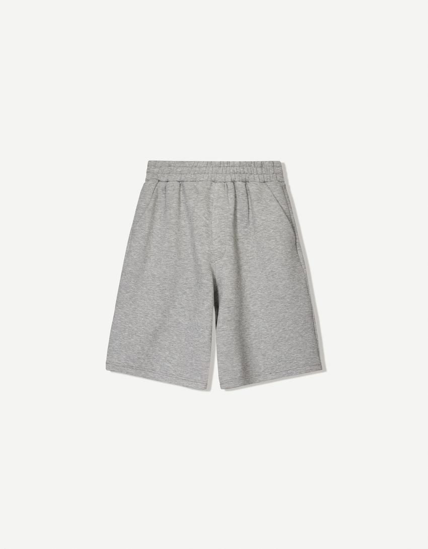 Oversize neoprene-effect Bermuda shorts