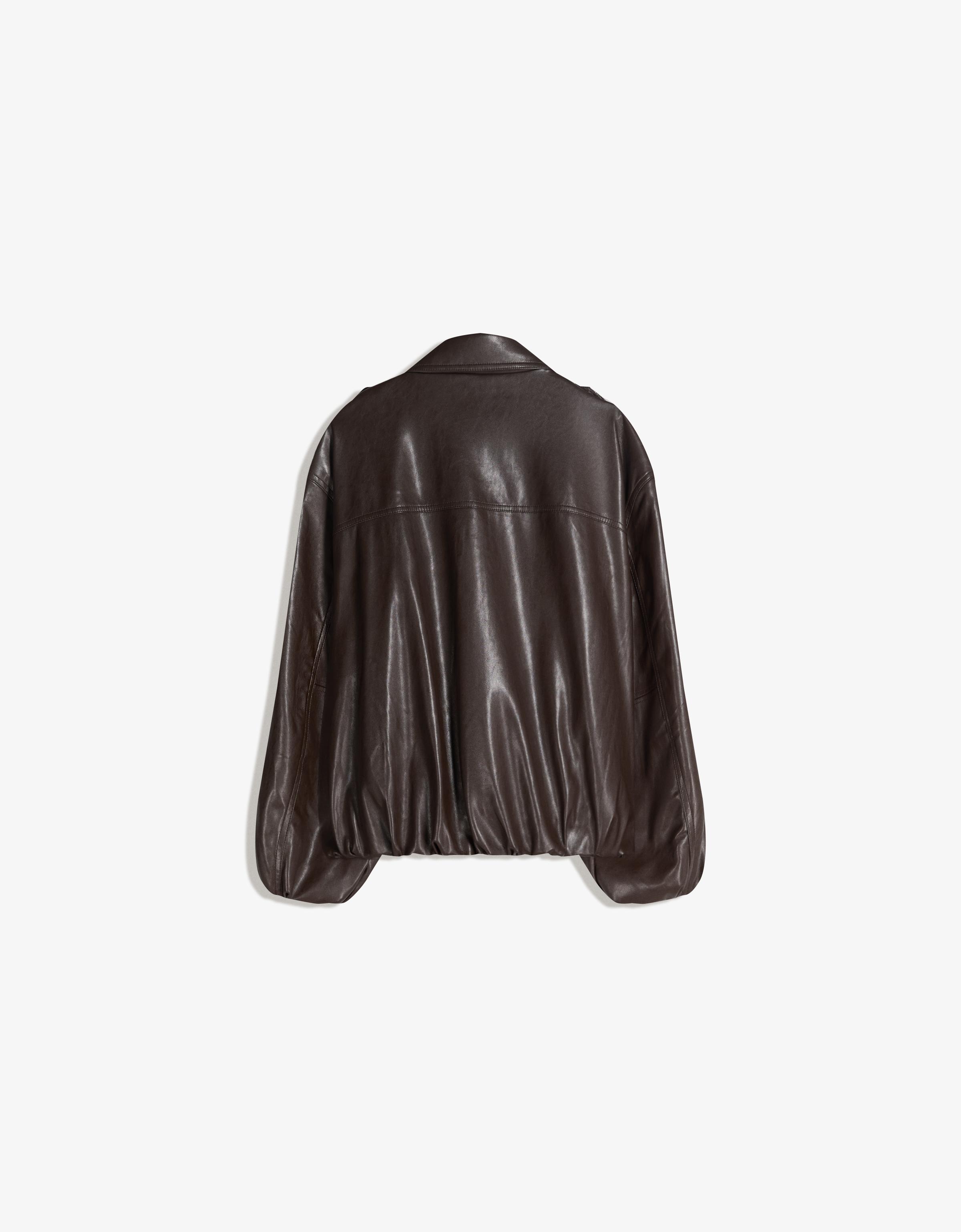 Leather effect puffer jacket — Brown