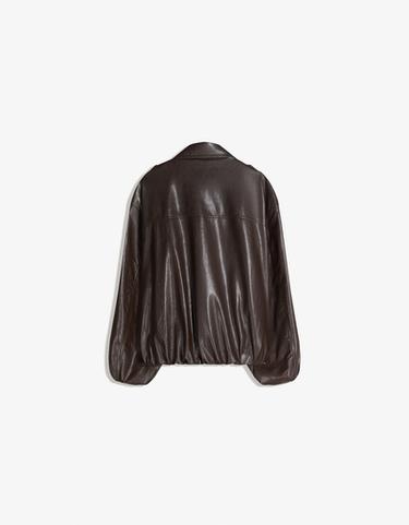 Leather effect puffer jacket — Brown 6