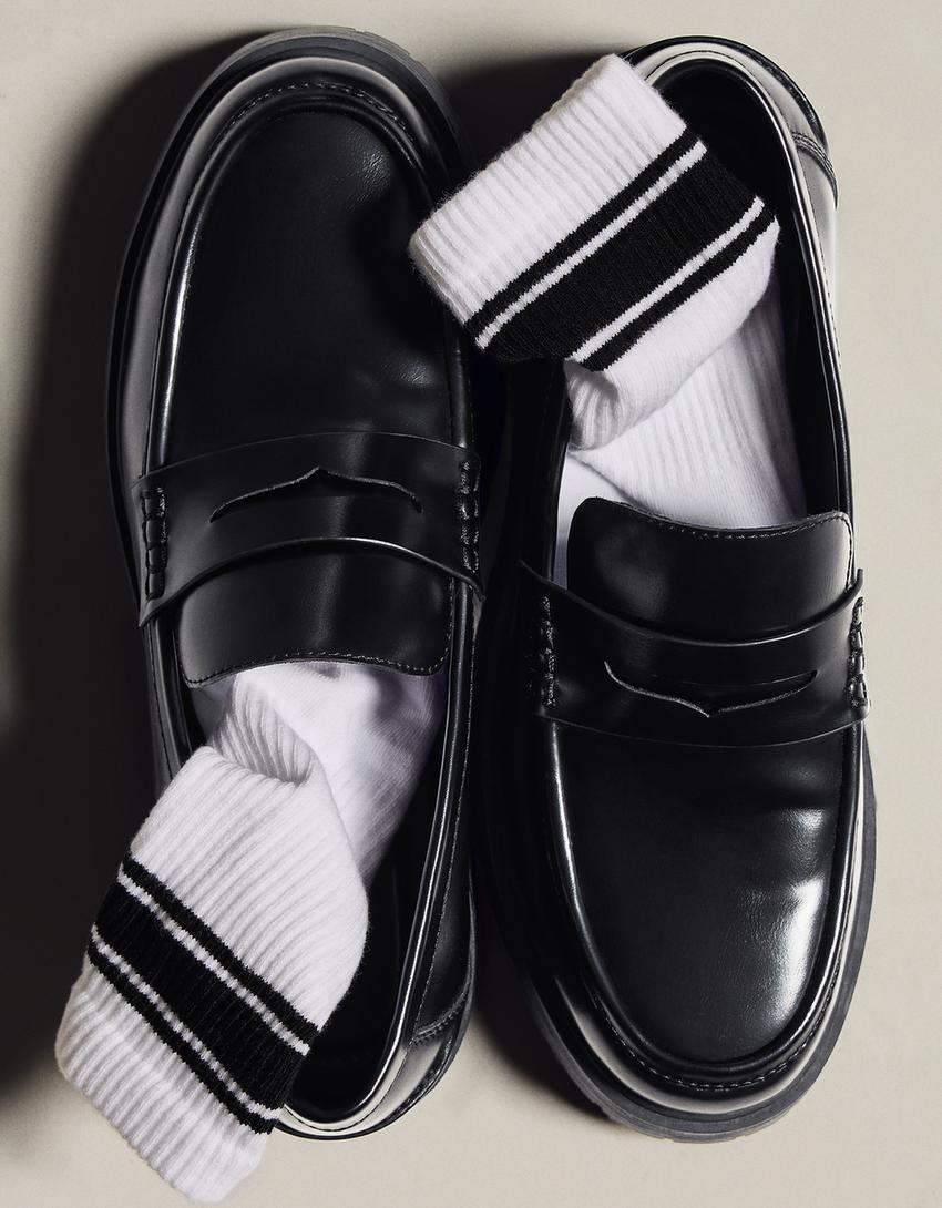 Chunky sole loafers-BLACK
