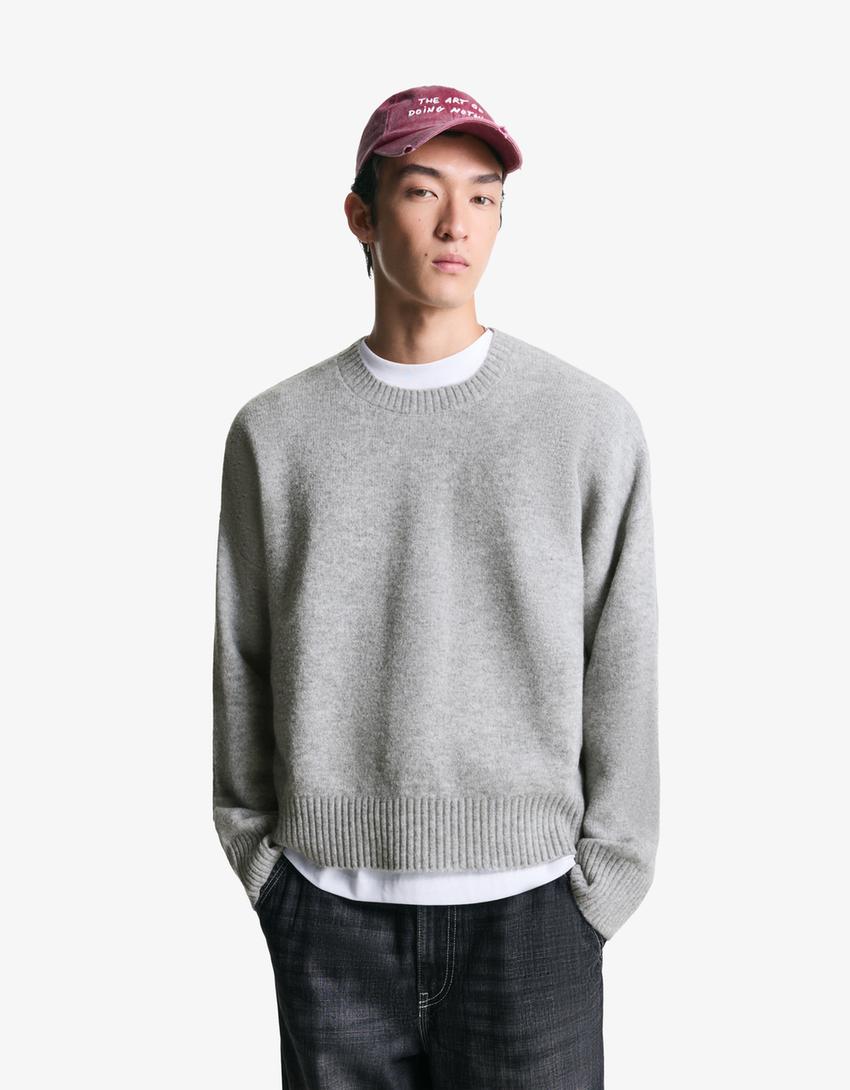 Cropped jumper-Grey-0