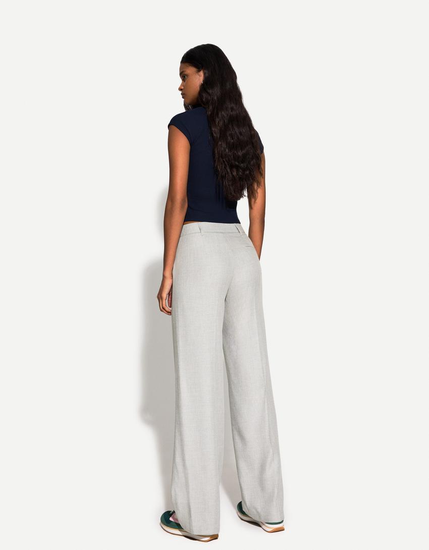 Wide-leg trousers-Grey