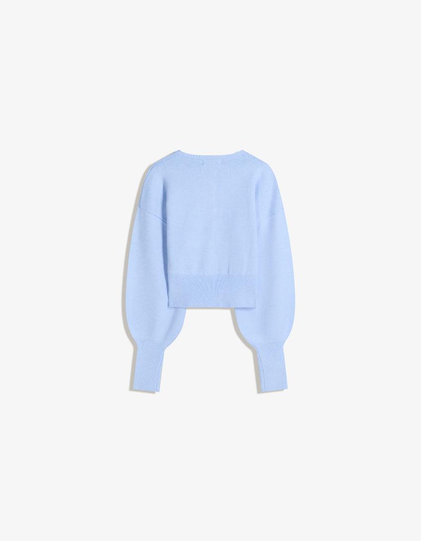 Strak ribcord vest-Lichtblauw