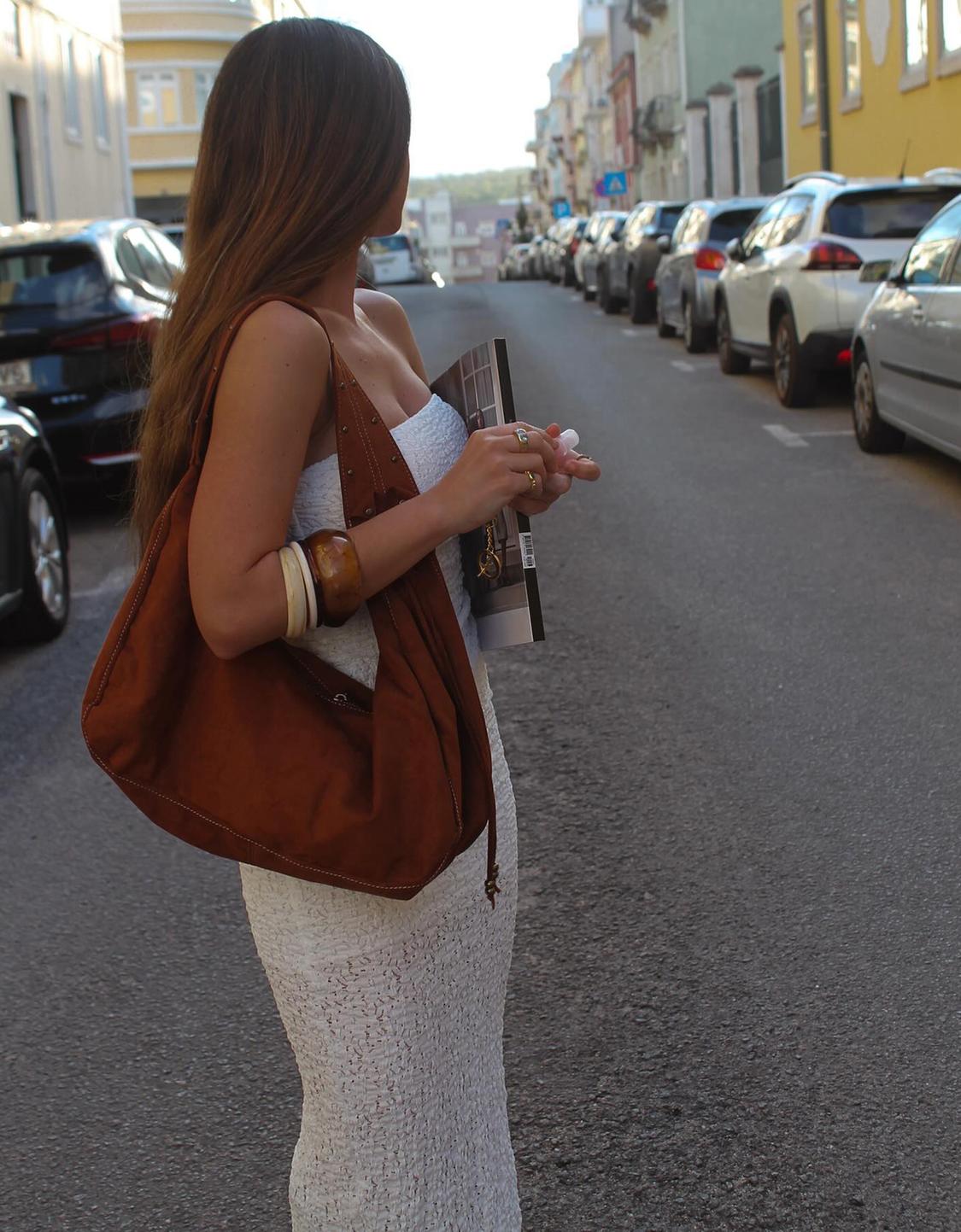 Faux suede bag
