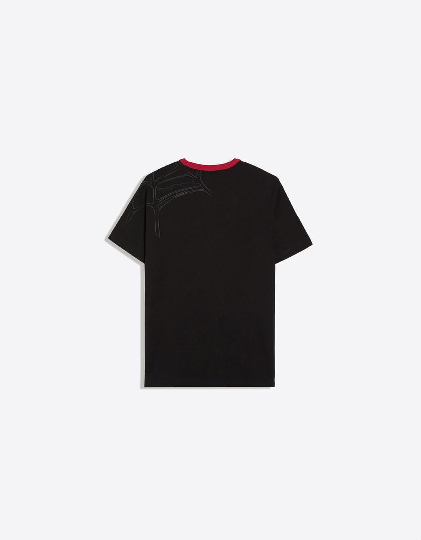 T-shirt contrastant imprimé SPIDERMAN-Noir