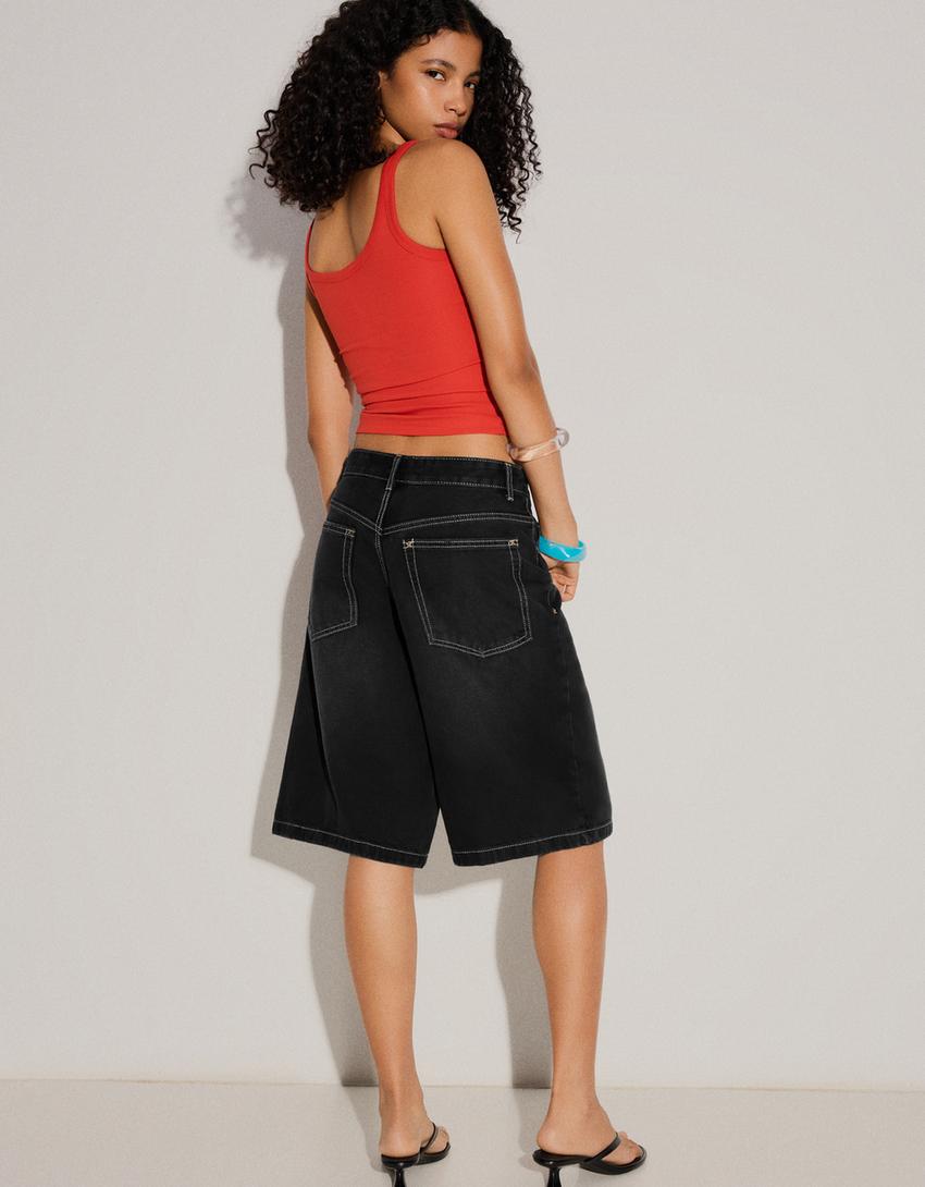 Bermuda denim baggy fit-Noir