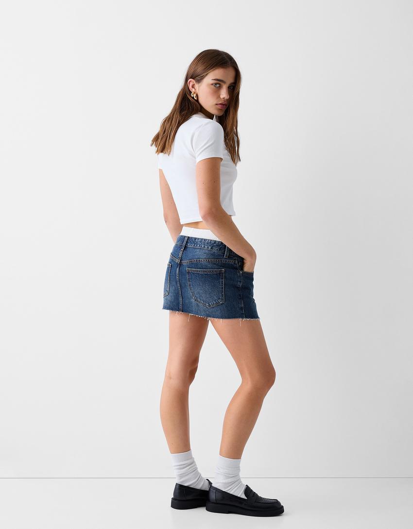 Minijupe denim underwear-Bleu-2