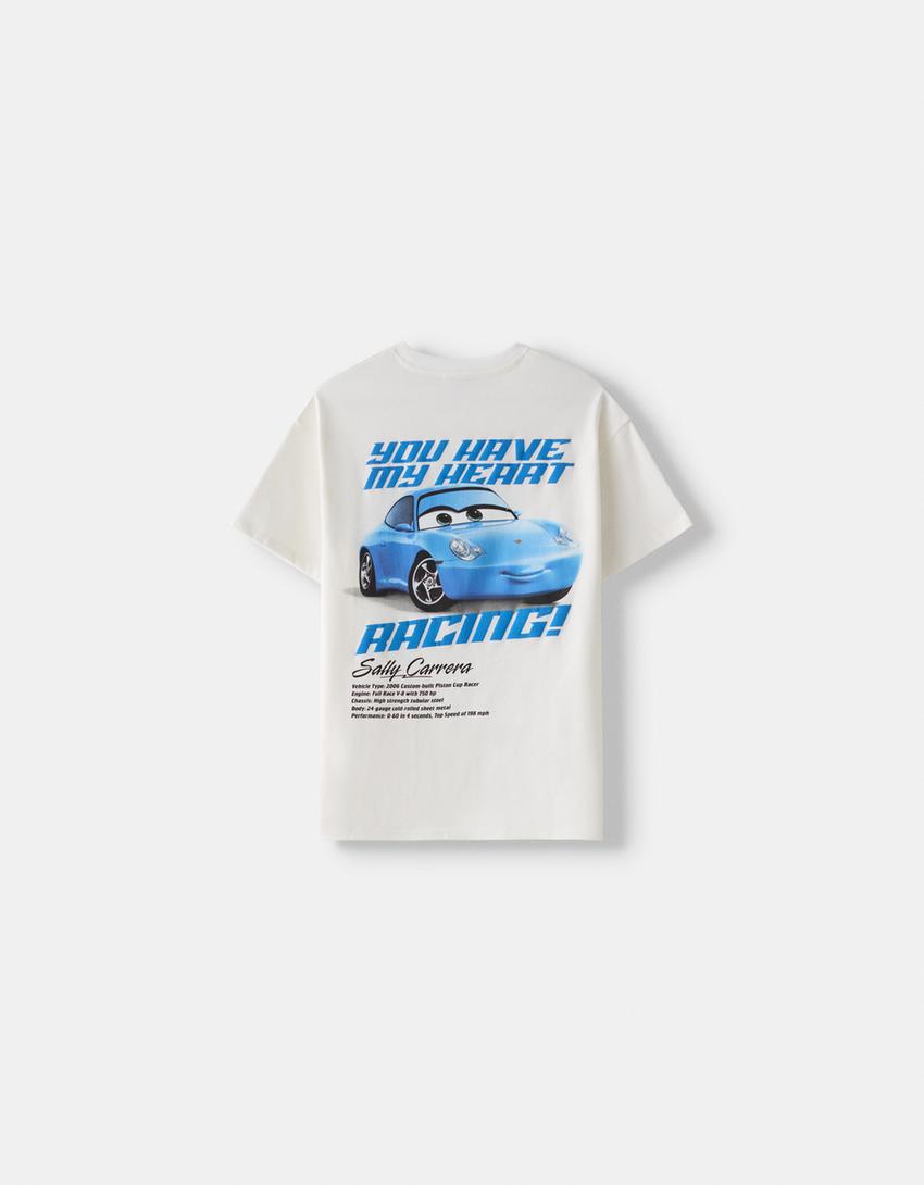 تيشرت بطبعة سيارات وأكمام قصيرة-أبيض-5
