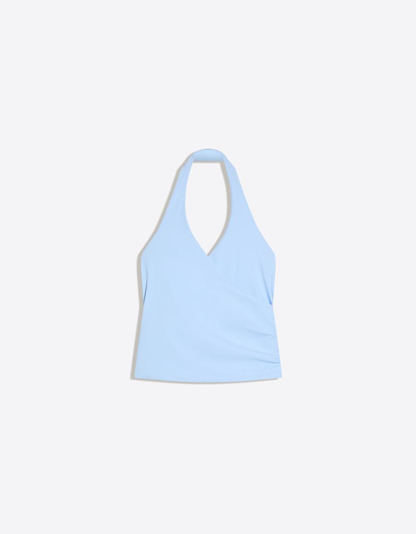 Technical halter top-Sky blue