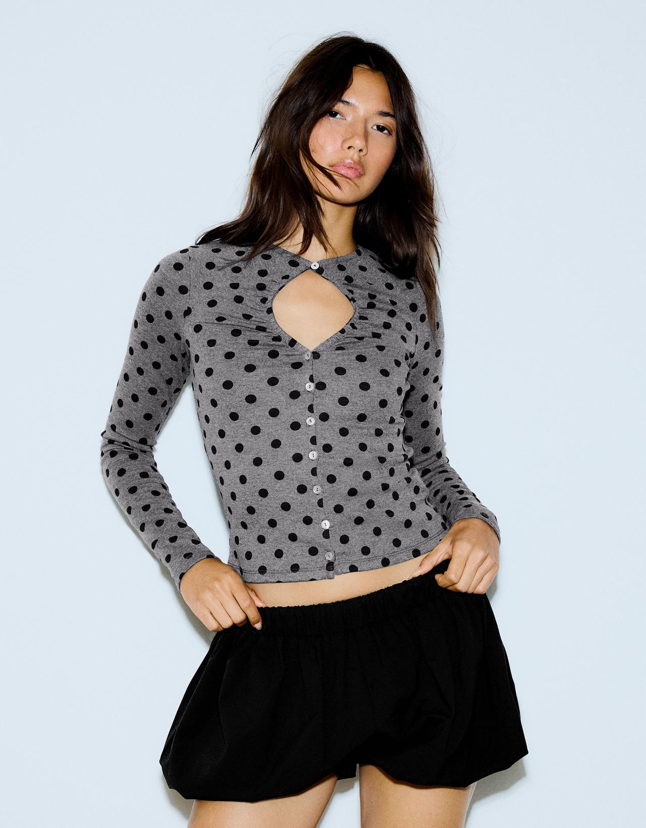 Jacket with neckline split — Dark grey