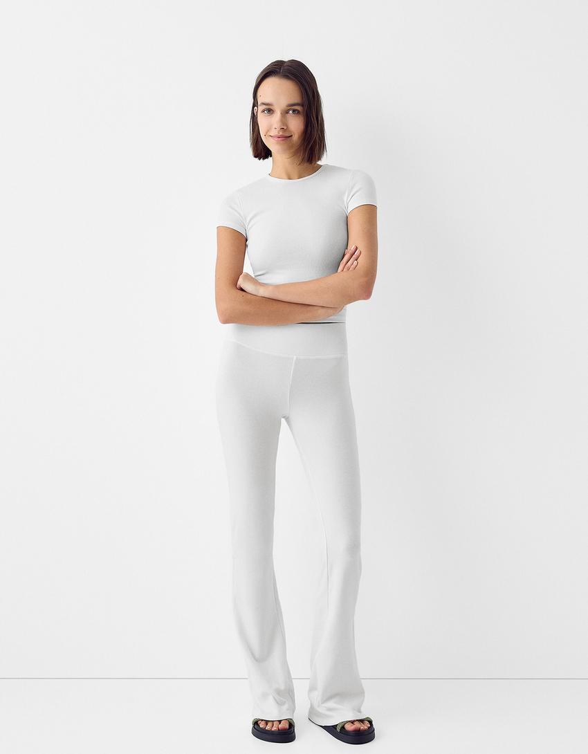 Ensemble top et pantalon flare-Blanc cassé-0