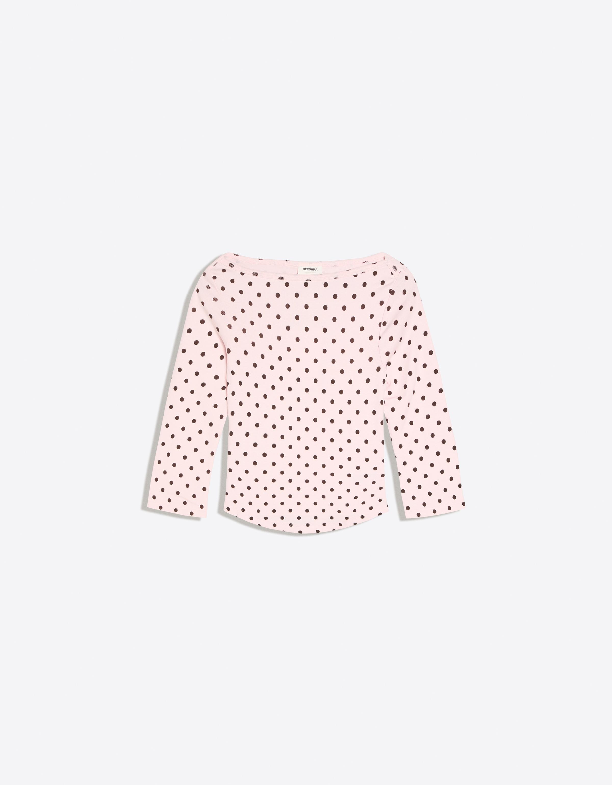 Boat neck long-sleeve T-shirt — Pink