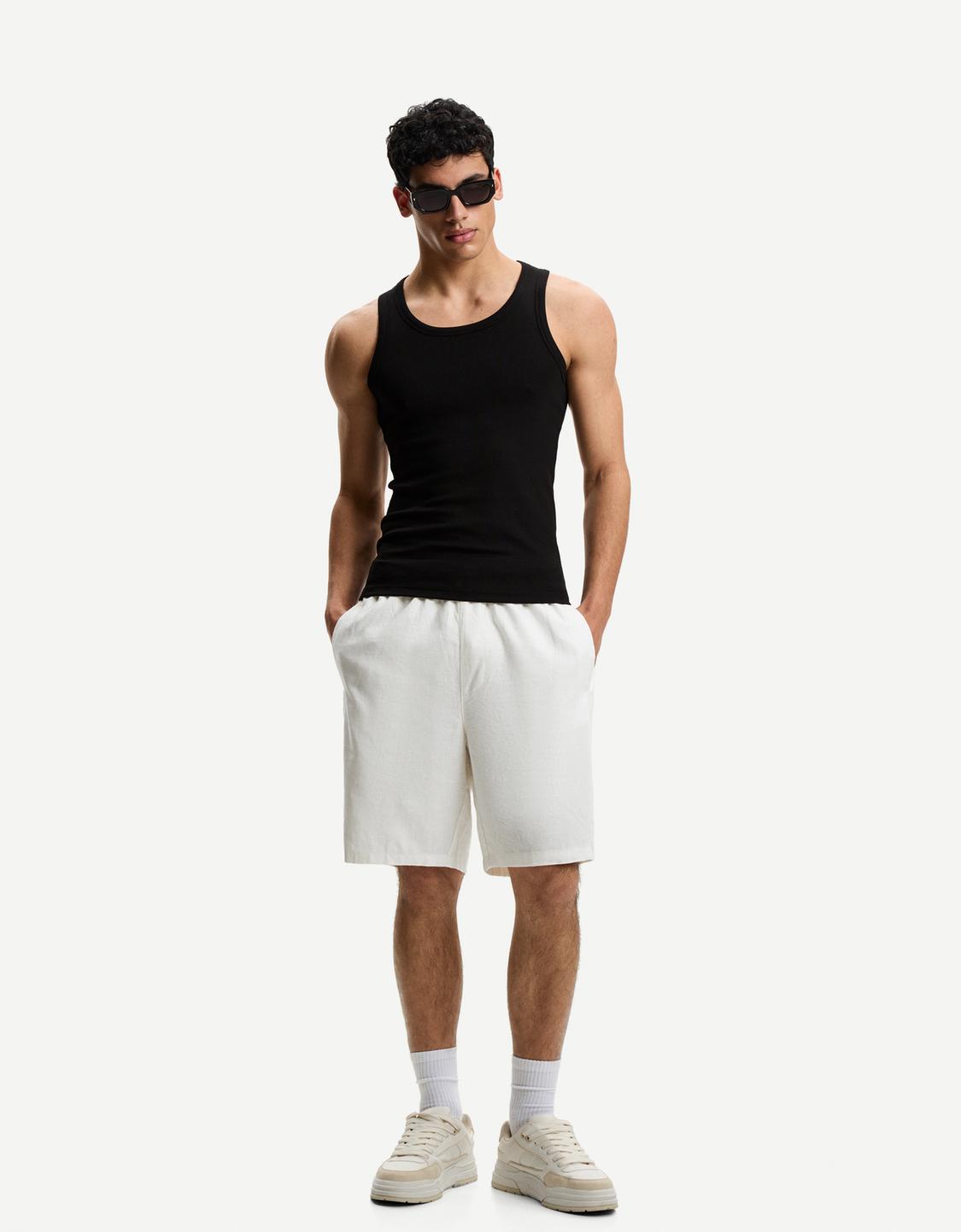 Loose linen blend jogger Bermuda shorts