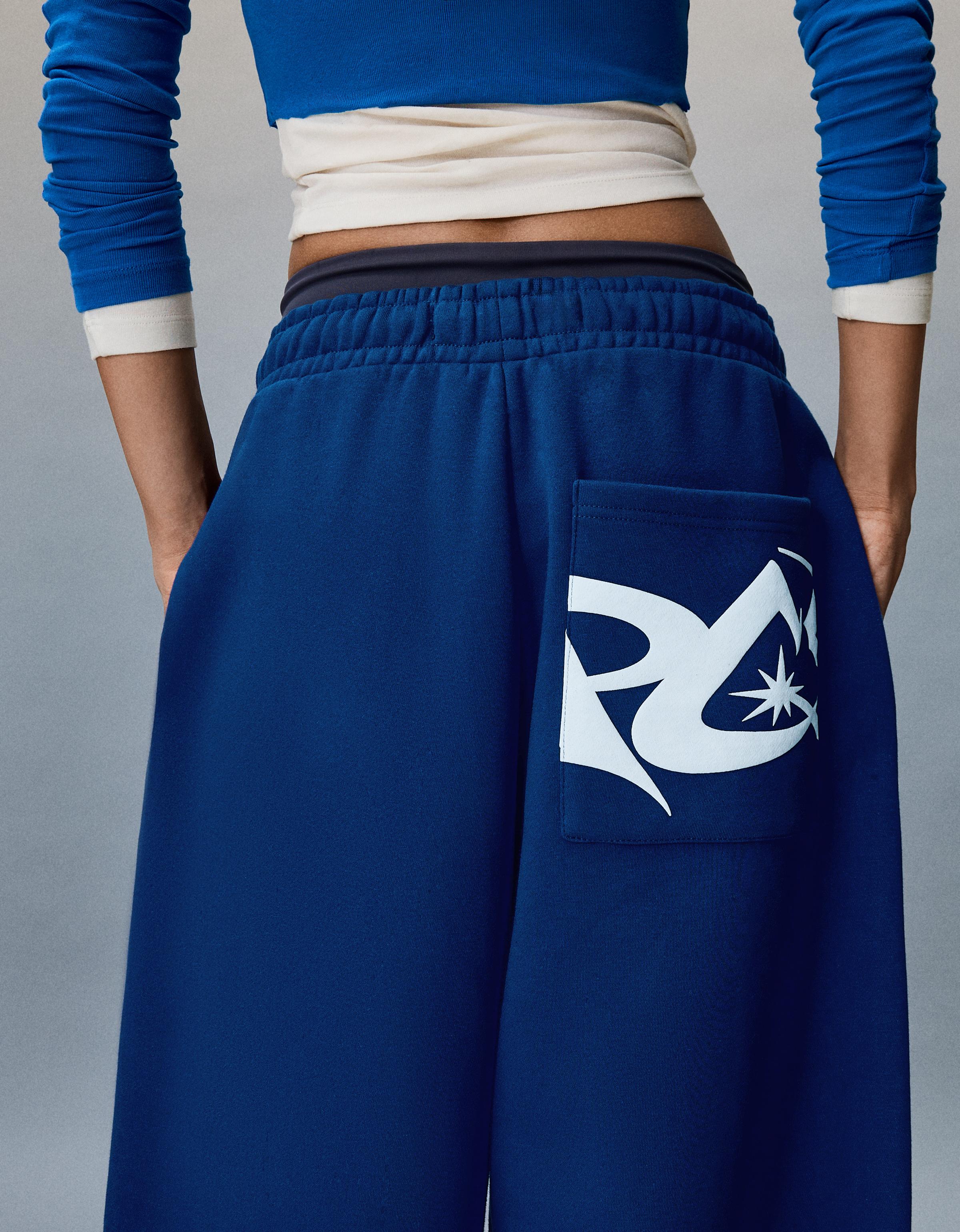 Balloon trousers with side print — Blue