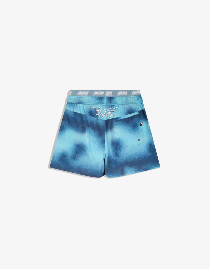 Boxy-Badeanzug mit Print-Dunkelblau