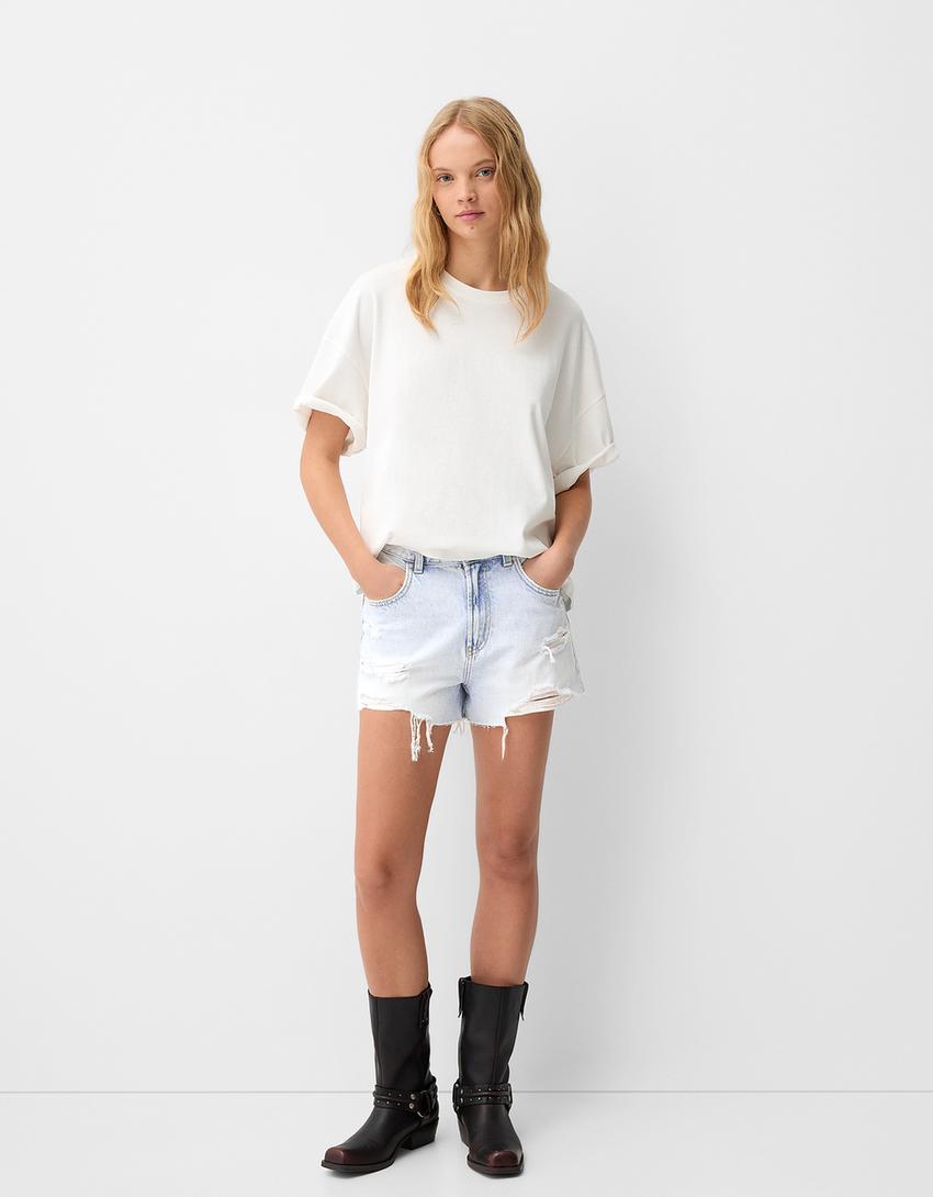 Short denim rotos-Azul claro-0