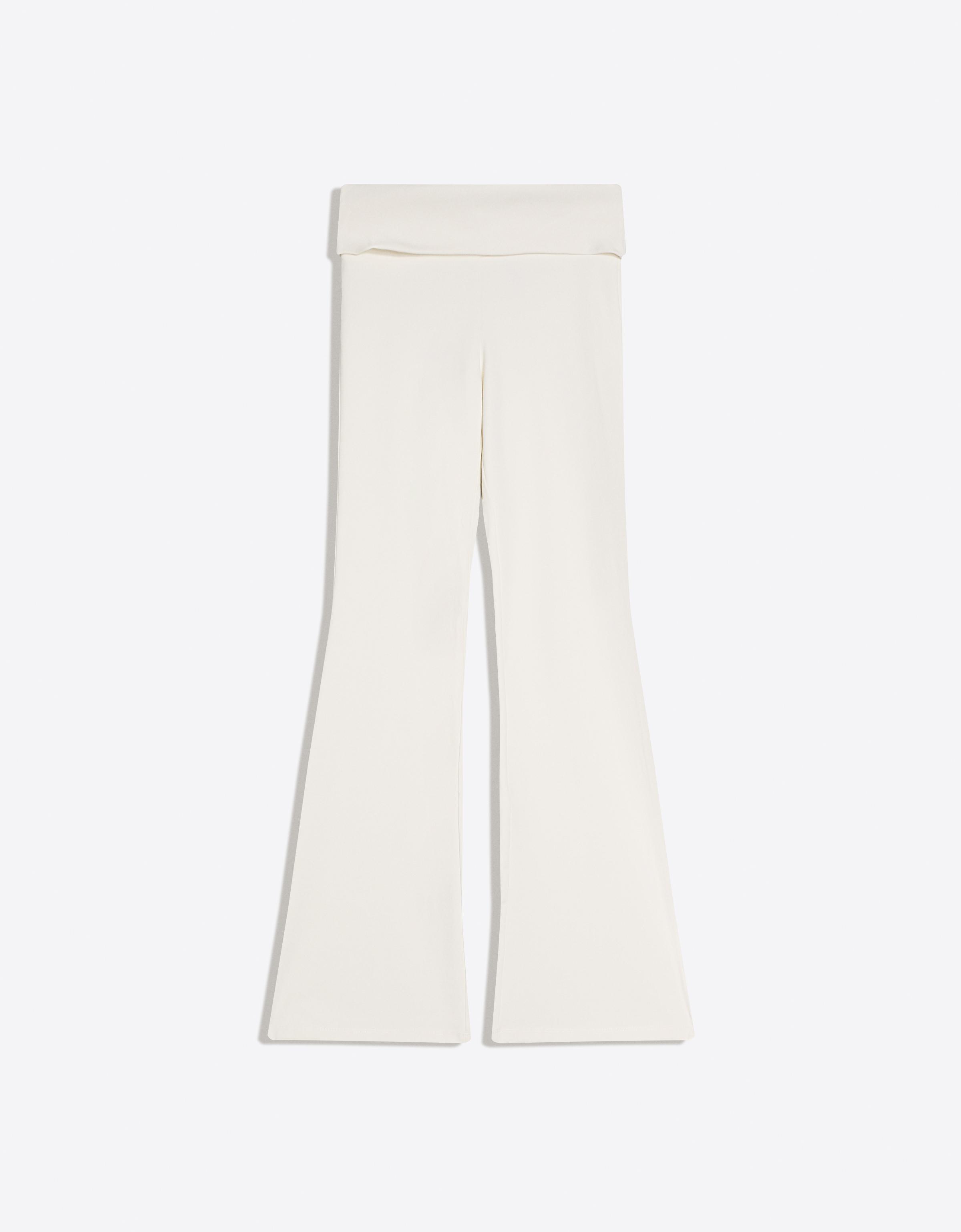 Flared technical trousers with turn-down waist