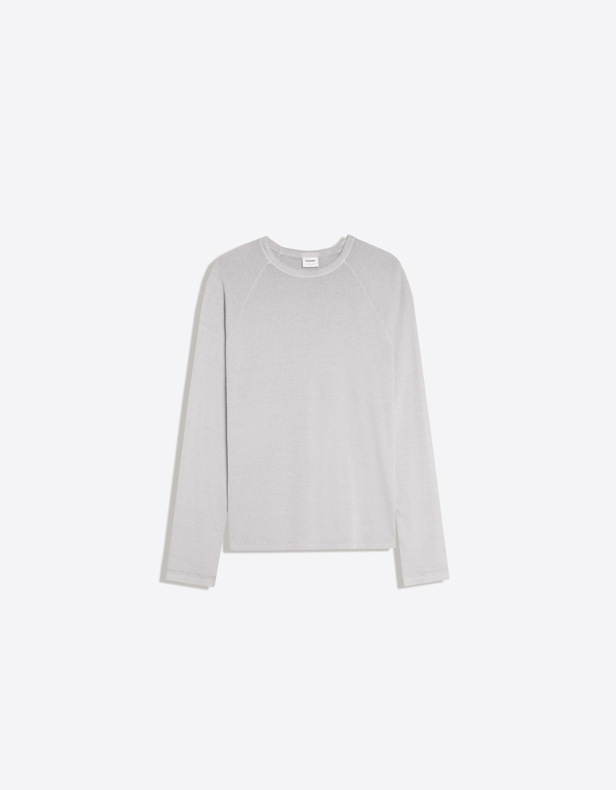 Slim-fit long-sleeved T-shirt — Grey
