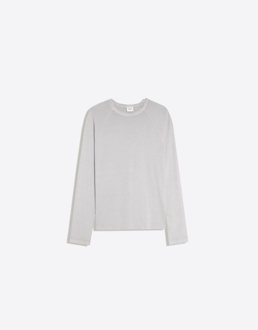 Camiseta manga larga slim-Gris
