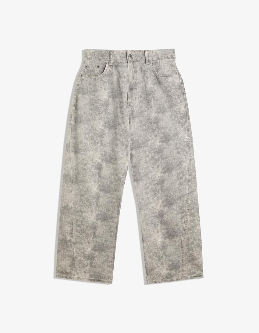 Pantalon super baggy fit imprimé-Écru-3