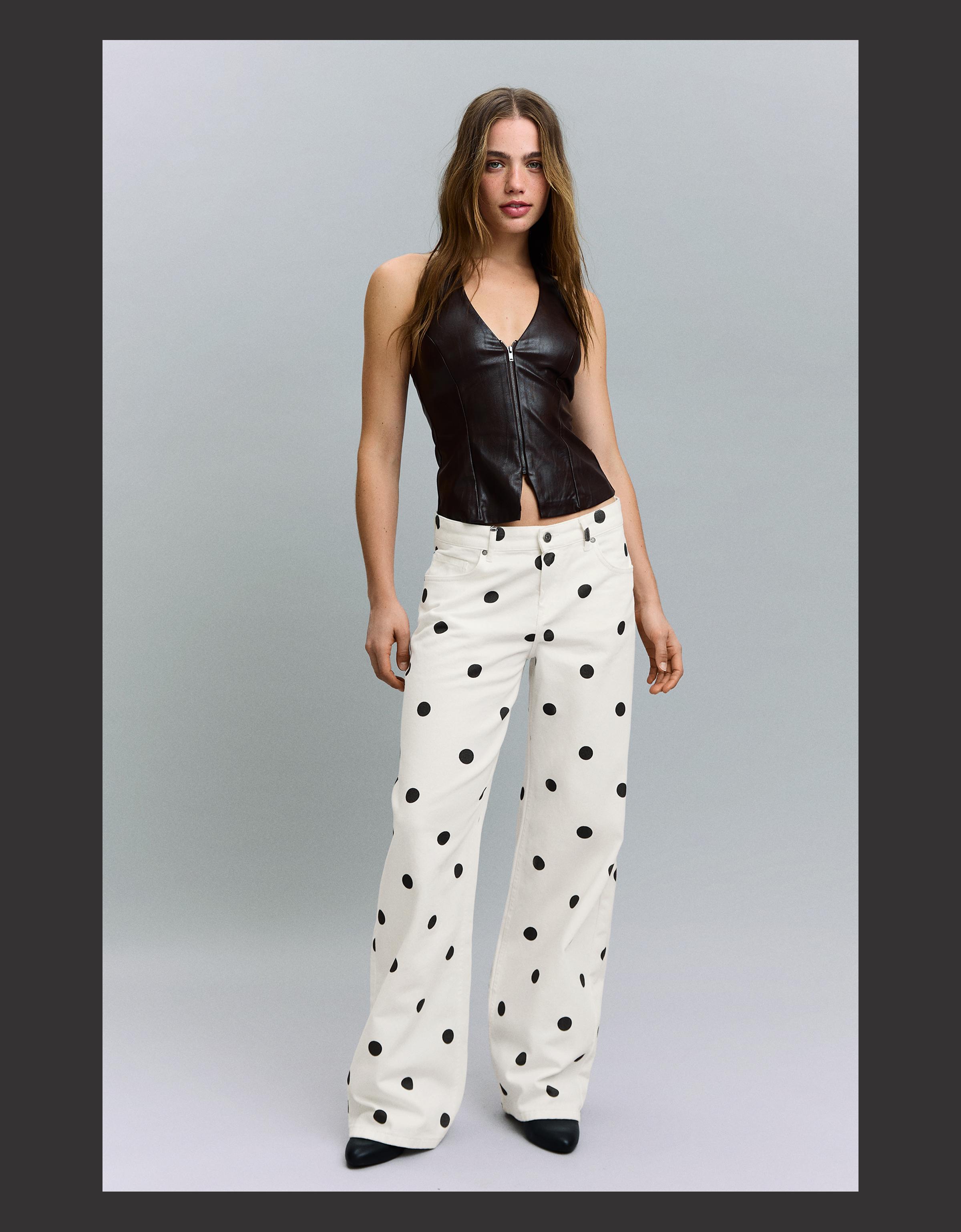 Puantiye desenli baggy pantolon - Görsel 27