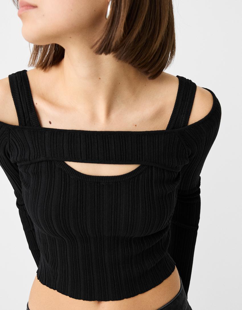 سويتر بأكمام طويلة-أسود-5