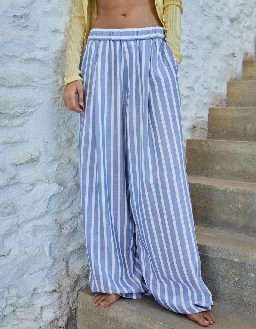 Super baggy pyjama trousers-Light blue