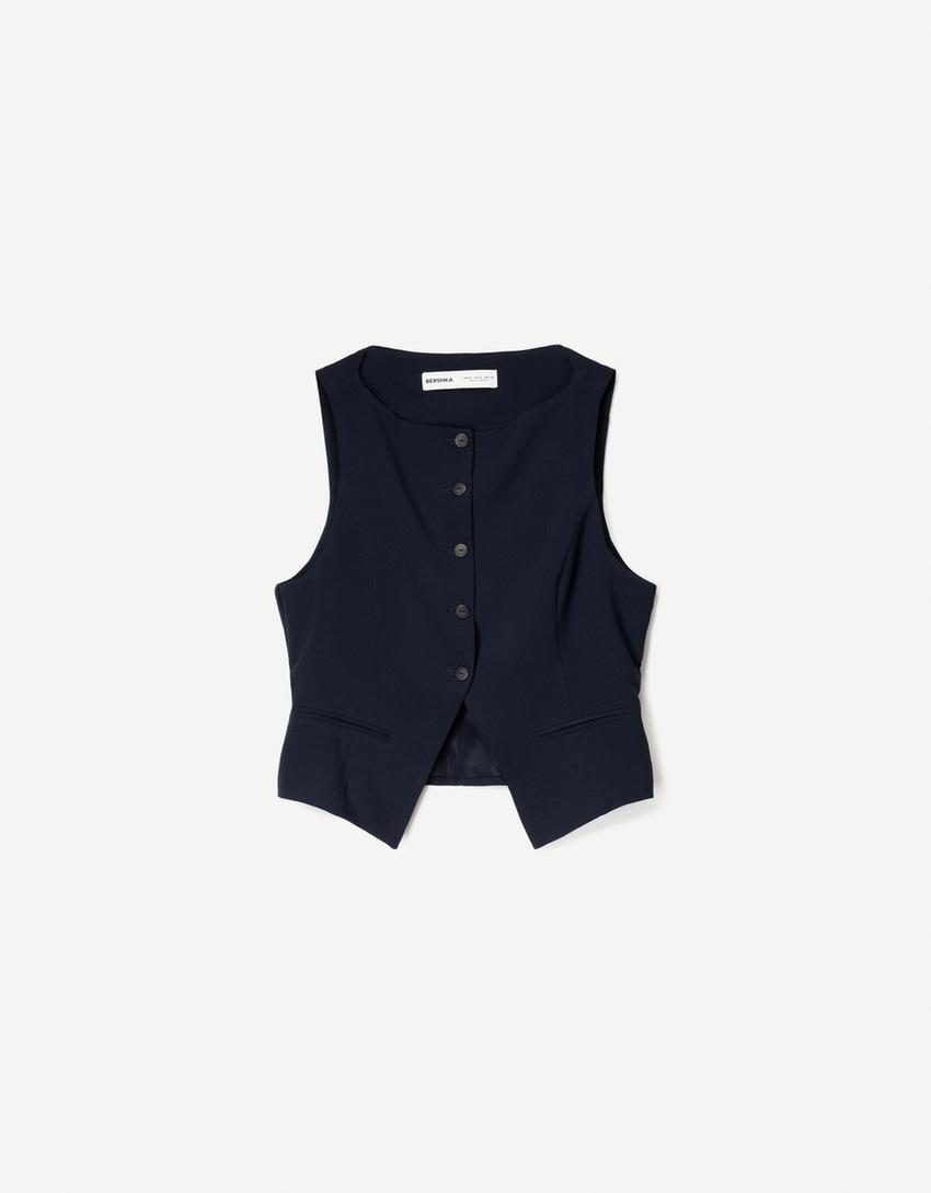 Tailored fit vest and trousers set-Navy-3