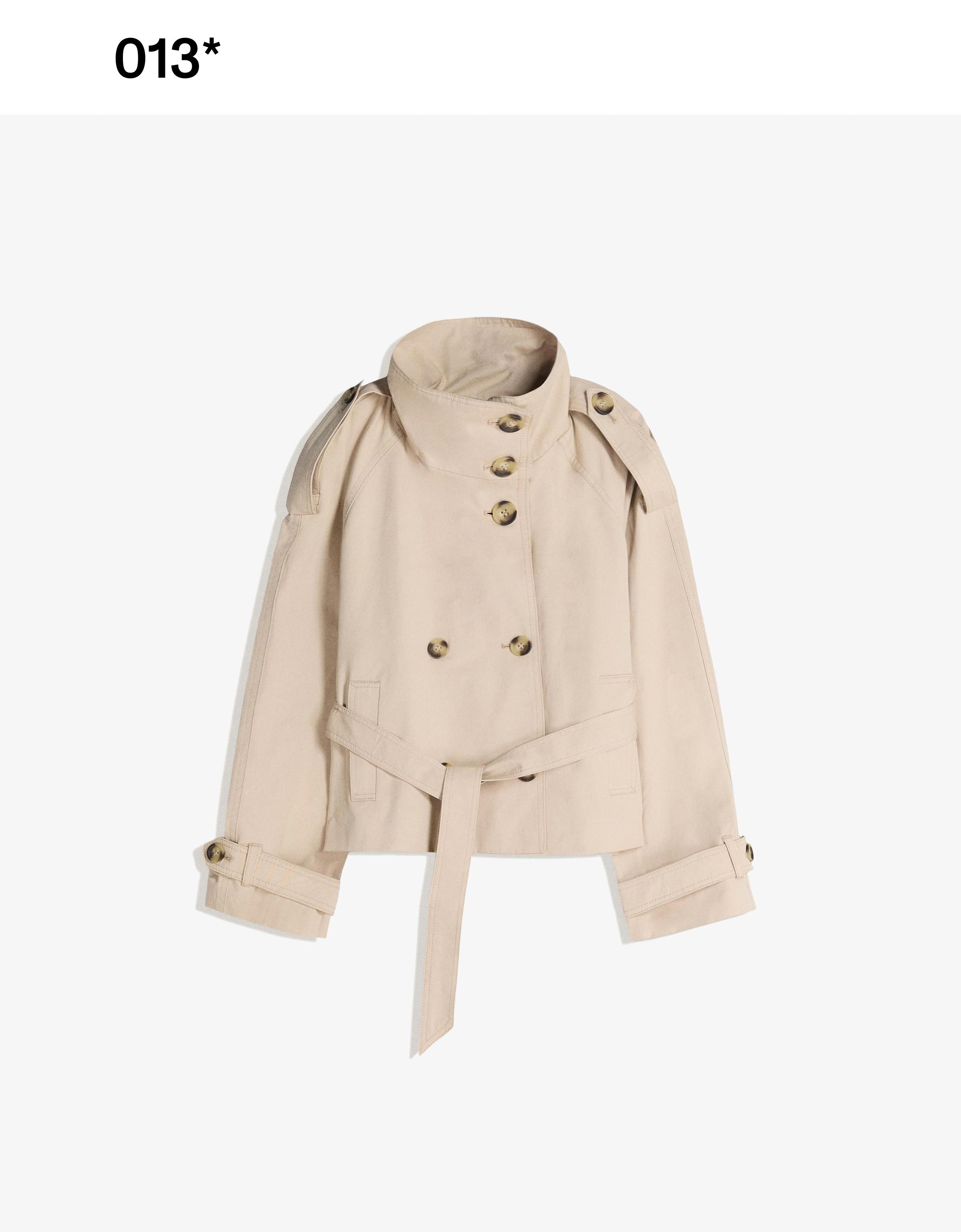 Funnel neck trench jacket — Sand