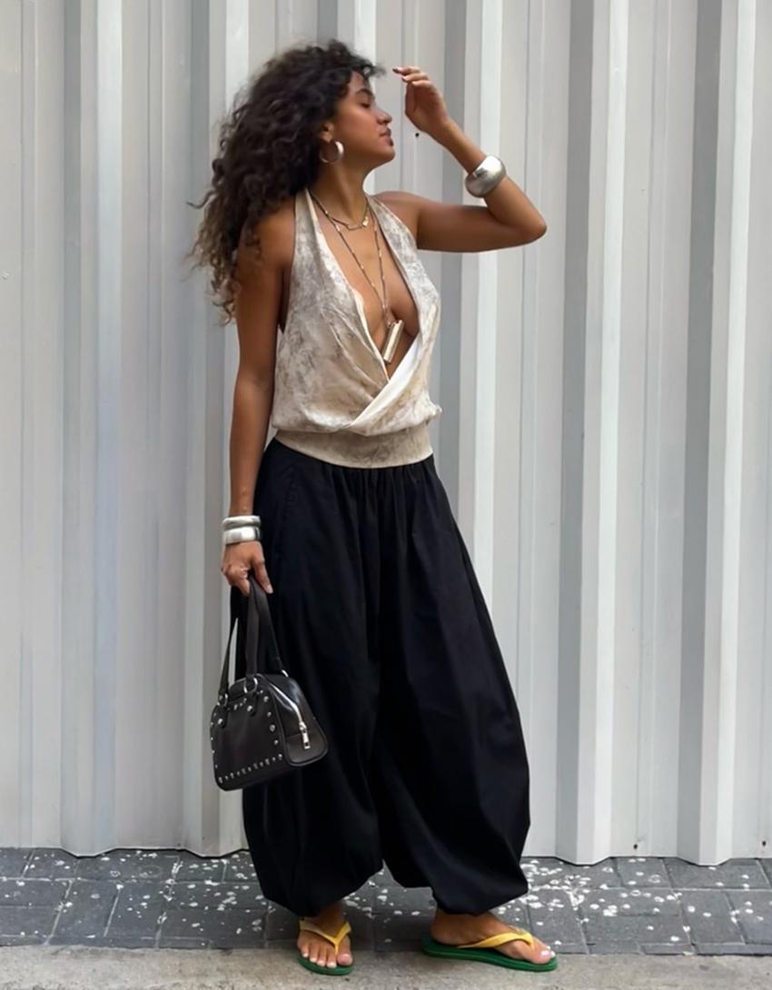 Crossover halter top-Sand