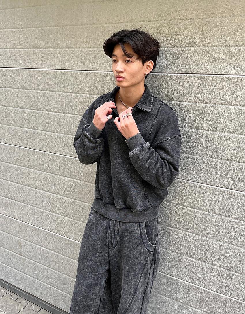 Superbaggy-Hose mit Waschung-Grau