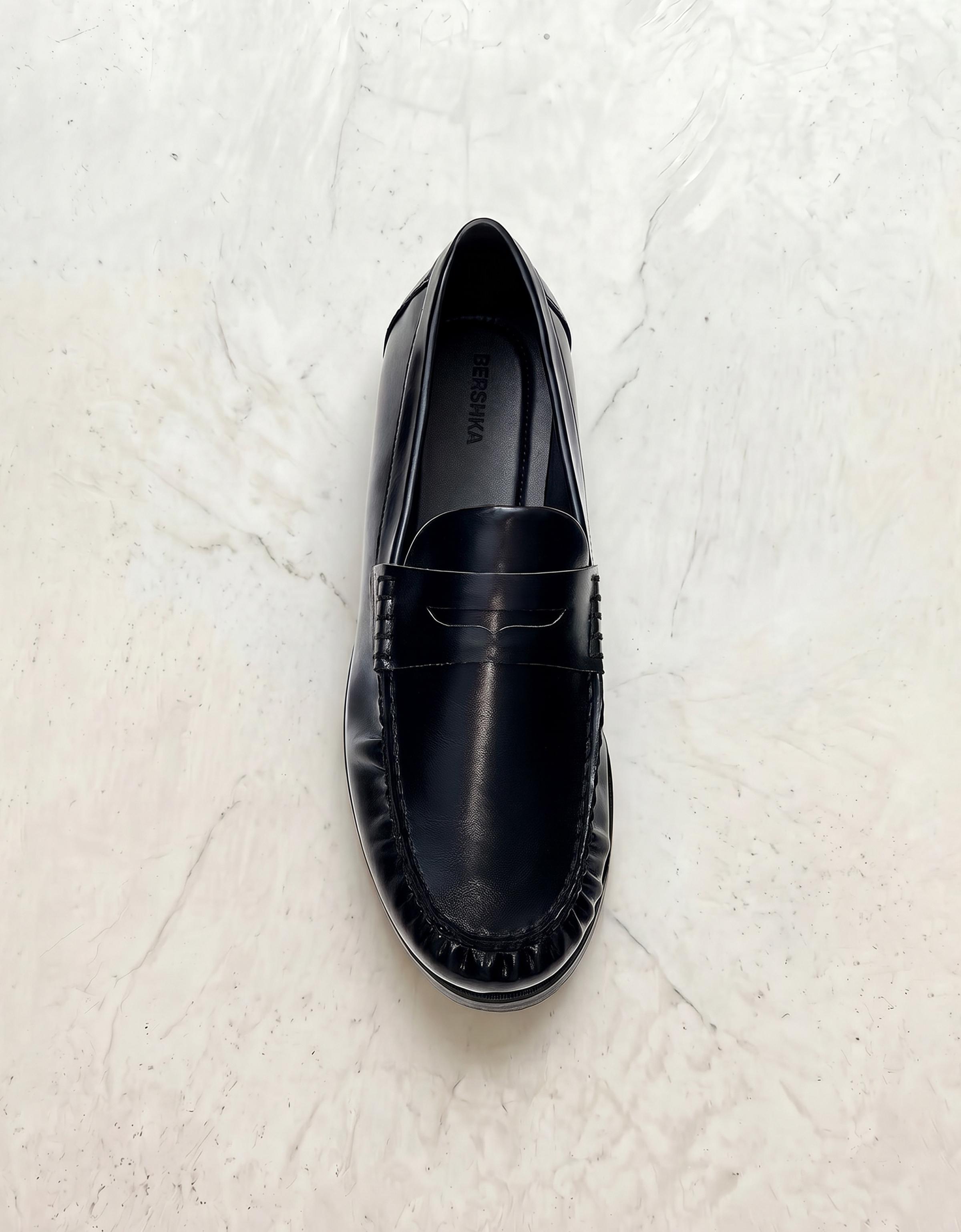 Ruched loafers — BLACK