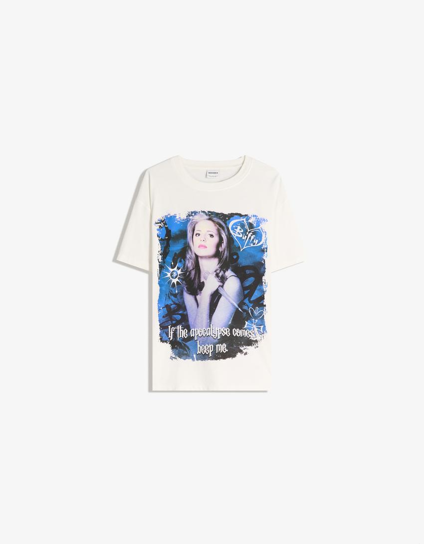 Camiseta Buffy the Vampire Slayer manga corta print-Blanco roto