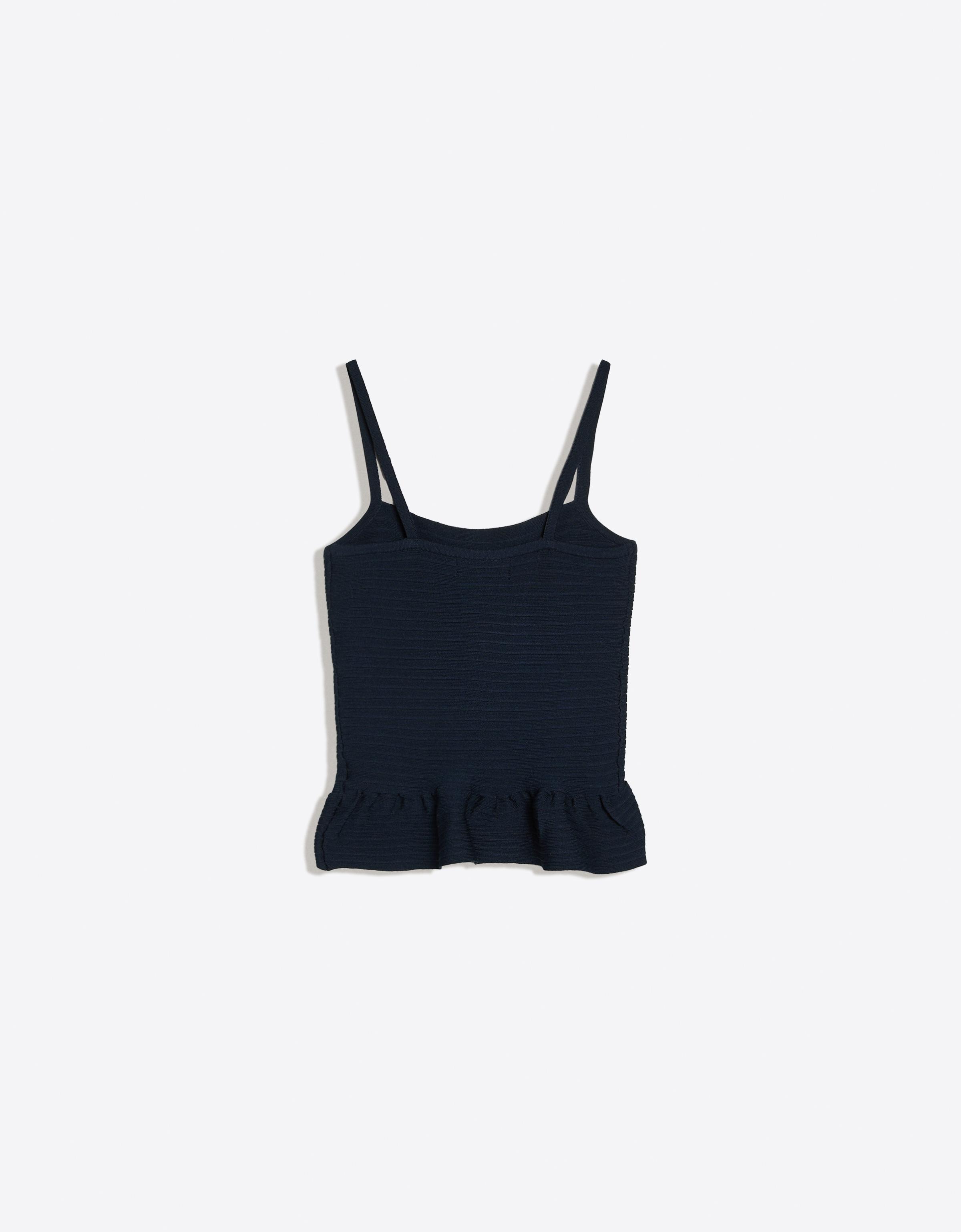 Knit peplum top — Navy