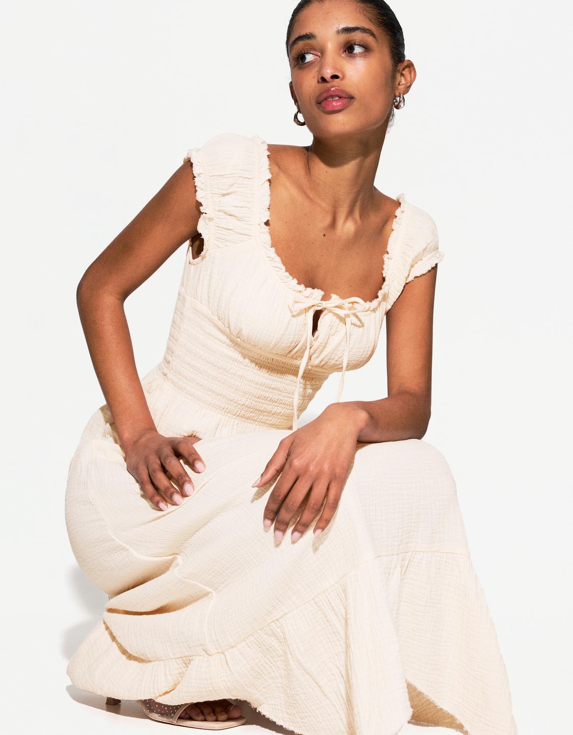 Rustic textured midi dress