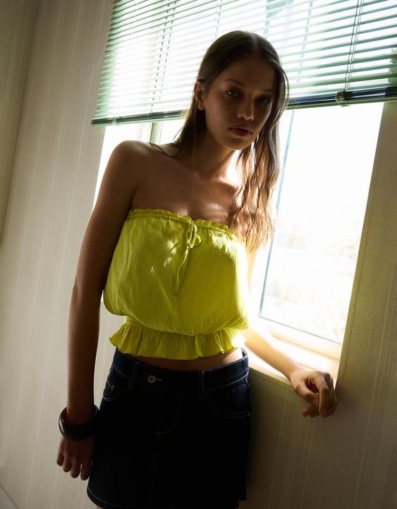 Büzgülü krepe bandeau top