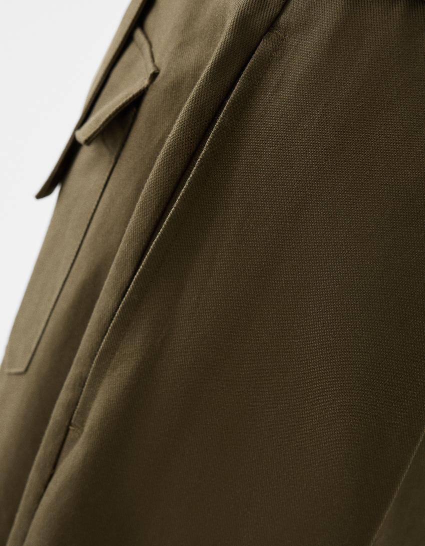 Calças tailored fit balloon com tencel-Caqui-5