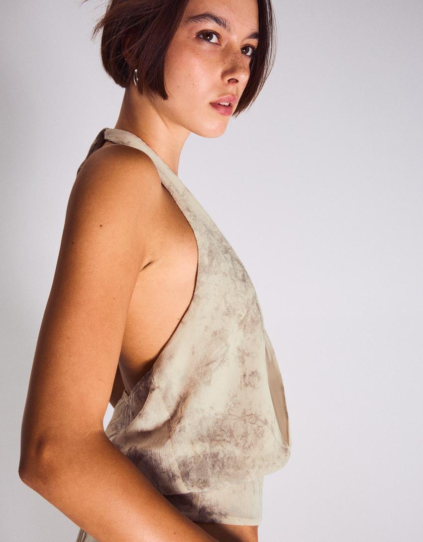 Top cruzado halter-Areia