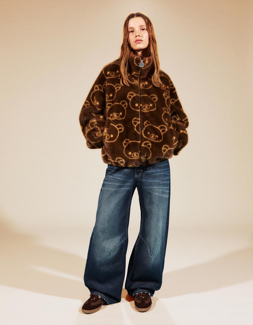 Rilakkuma Jacke aus Kunstfell-Camel