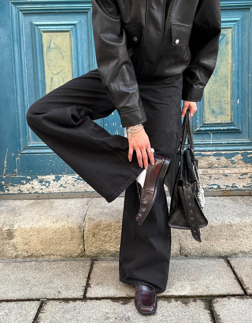 Wide-leg jeans-Black