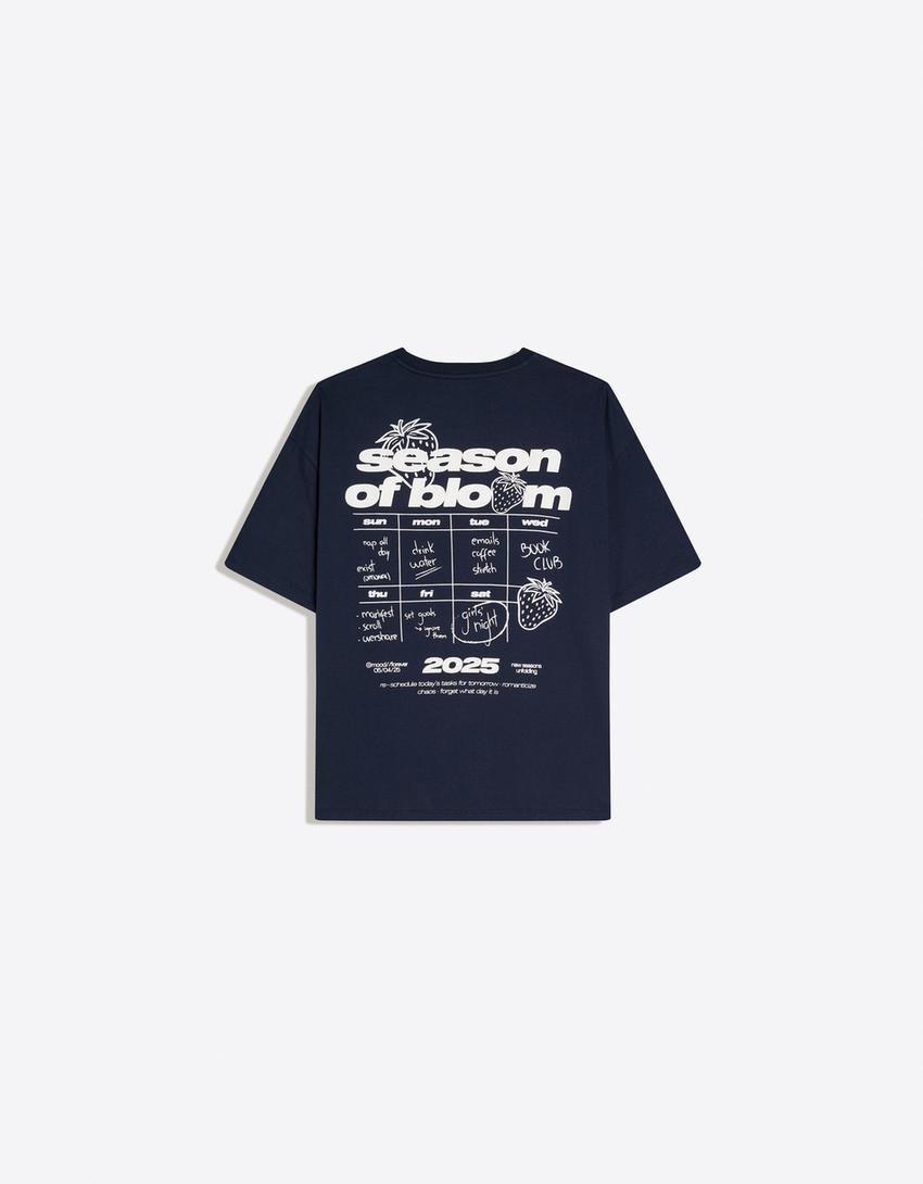 Camiseta manga corta print-Marino